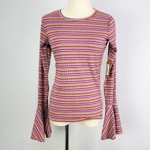 Hayden Striped Flare Sleeve Top Size M NWT